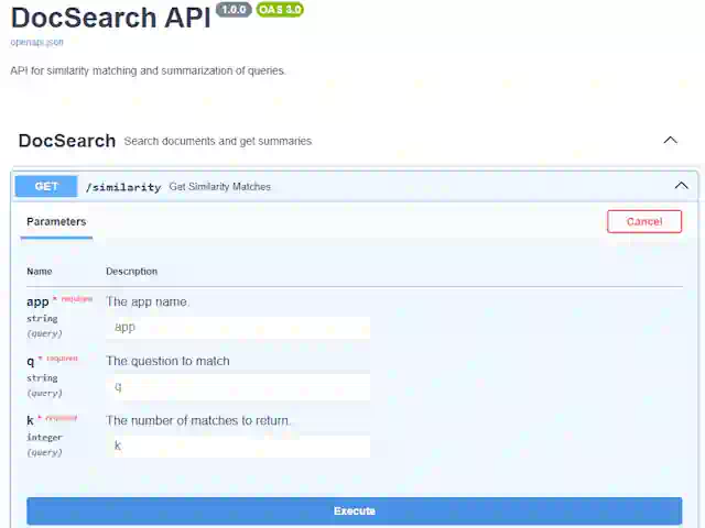 Screenshot of API Spec